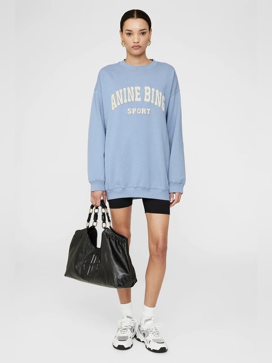 Anine Bing Sweaters - Anine Bing Tyler Crewneck in Capri Blue Oversized Sweatshirt Sweater Graphic